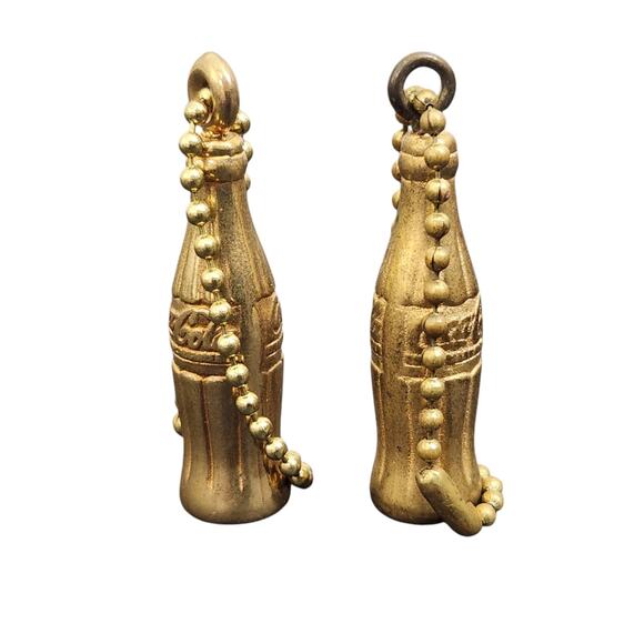VTG COCA-COLA COKE KEYCHAINS (2) BRASS METAL KEY CHAIN FOB CRAFTS JEWLERY MAKING - Picture 1 of 3